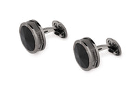 NeroUno Cufflinks, Gun Metal PVD, Onyx Inlay