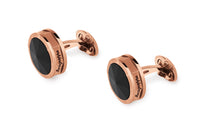 NeroUno Cufflinks, Rose Gold PVD, Onyx Inlay