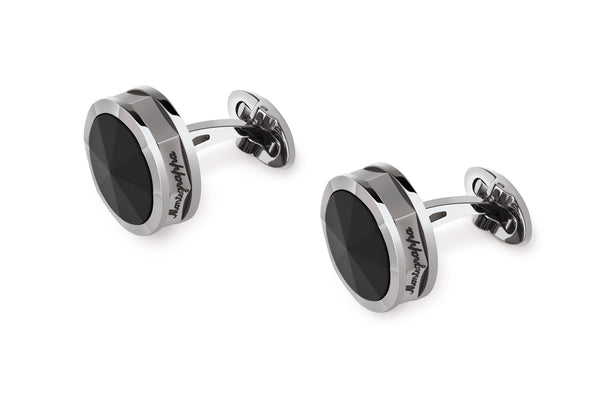 Nerouno Steel Cufflinks with Onyx Inlay