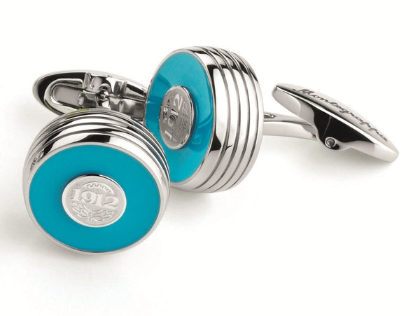 Piacere Cufflinks Cyan Silver Color