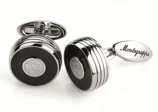 Piacere Cufflinks Jet Black Silver Color