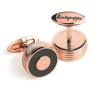 Piacere Cufflinks Jet Black Rose Gold Color