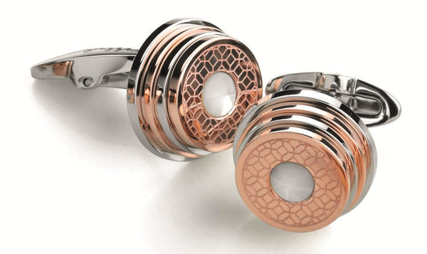 Stairway Cufflinks - Two-Tone, Rose Gold, White Crystal