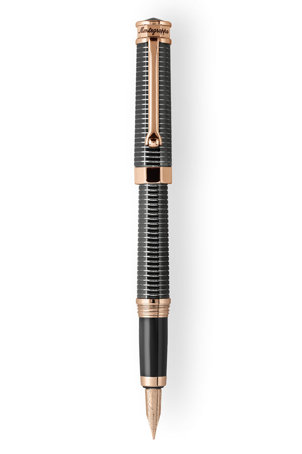 NeroUno All-Metal Fountain Pen w/ Rose Gold trims, Gun Metal,