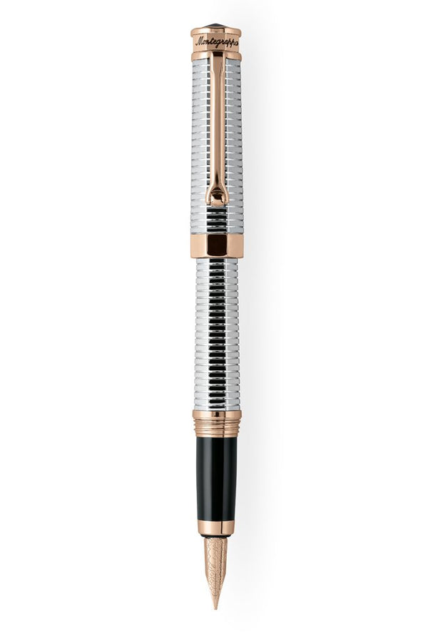 NeroUno All-Metal Fountain Pen w/ Rose Gold trims, Palladium pl.,