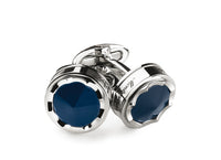 Parola Cufflinks, Steel, Blue Glass