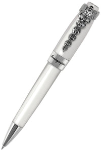 Caduceus Ballpoint Pen, White & Palladium pl.