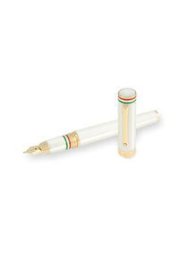 Italia Fountain Pen, Yellow Gold pl. & White,
